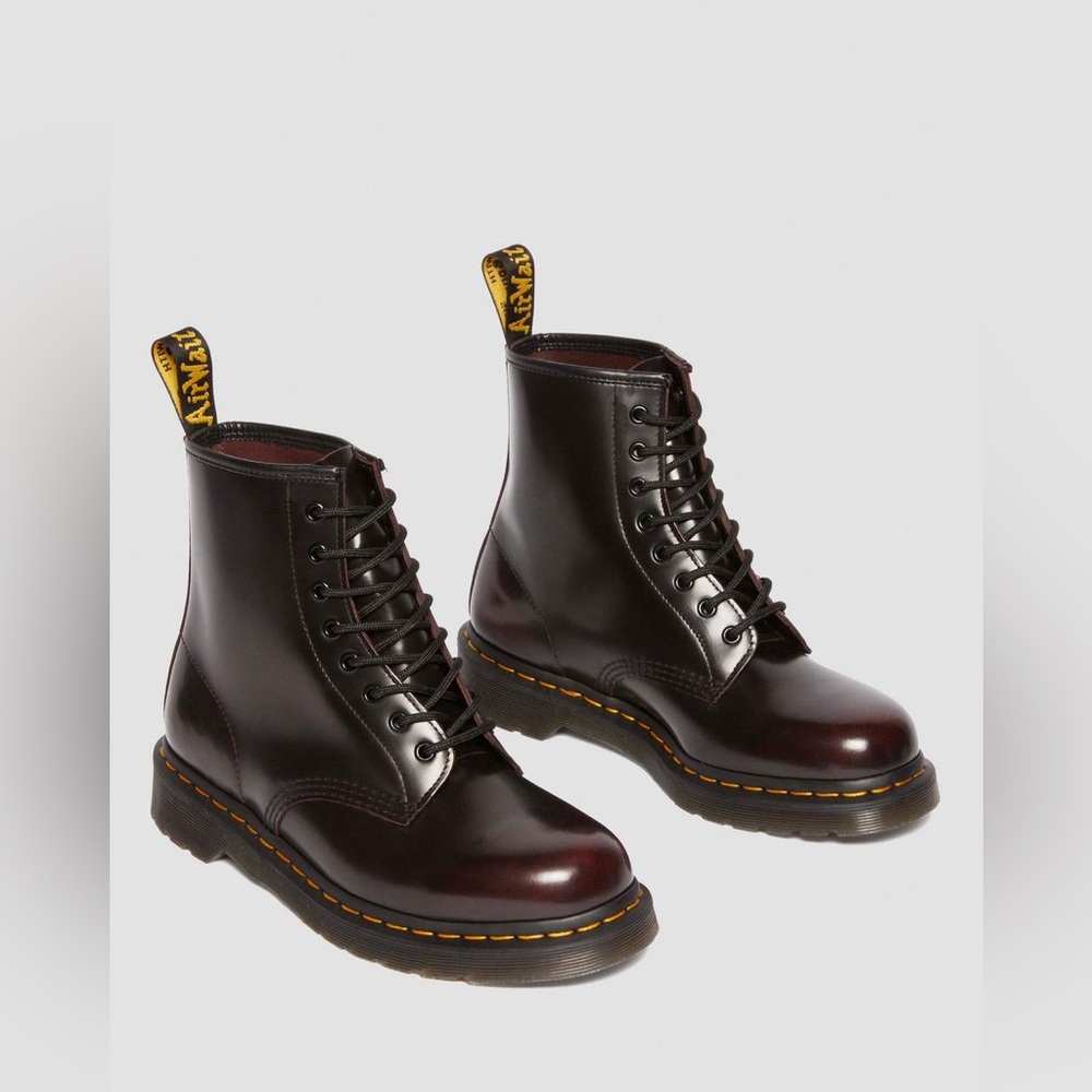 Dr Doc Martens 1460 Cherry Red Arcadia Leather Combat Boots STUNNING